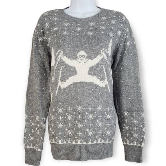 NWOT LOGG gray & white snowflake ski alpaca blend sweater Womens Medium - Picture 1 of 6